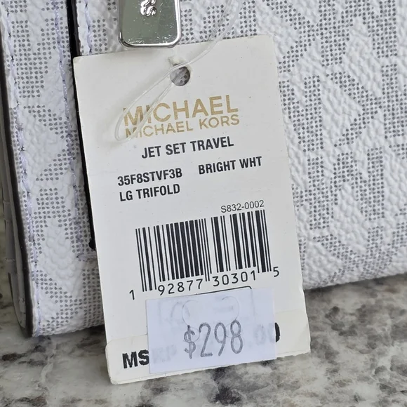 Michael Kors Jet Set Trifold Logo Large White Wallet - Picture 5 of 6